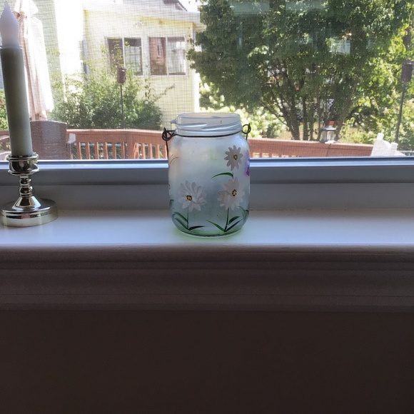 Other - Hand painted Antique Mason Jar votive 4.5” h x 3.5” w